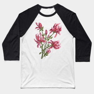 Pink Fantasy Flowers Baseball T-Shirt